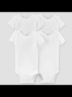 New Carters White Short Sleeve Baby Onesie Bodysuits Pack of 4 Newborn Unisex NB